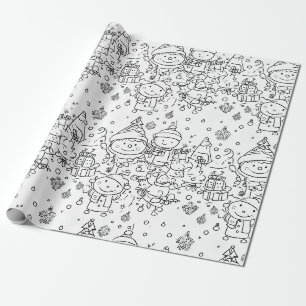 Schattig winter kerstdoodlepatroon (2) cadeaupapier