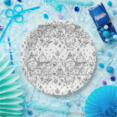 Schattig winter kerstdoodlepatroon (2) papieren bordje (Feest)