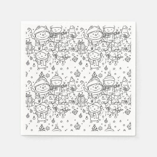Schattig winter kerstdoodlepatroon (2) servet (Voorkant)