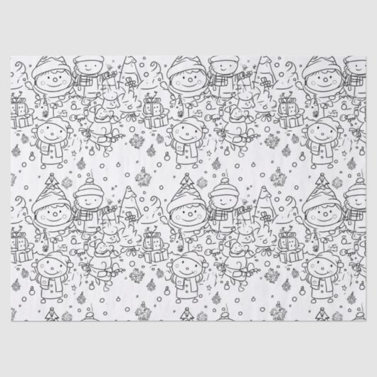 Schattig winter kerstdoodlepatroon (2) tissuepapier (Voorkant)