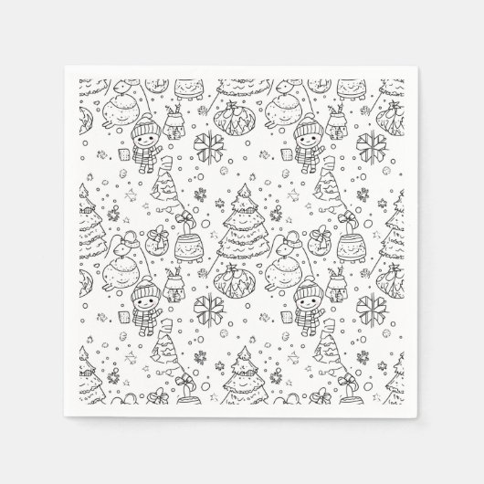 Schattig winter kerstdoodlepatroon (3) servet (Voorkant)