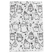 Schattig winter kerstdoodlepatroon (5) medium cadeauzakje (Voorkant)