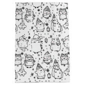 Schattig winter kerstdoodlepatroon (5) medium cadeauzakje (Achterkant)