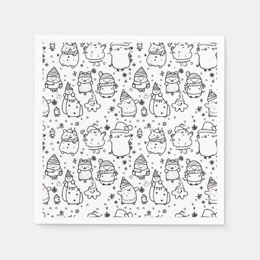 Schattig winter kerstdoodlepatroon (5) servet (Voorkant)