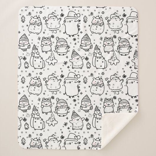 Schattig winter kerstdoodlepatroon (5) sherpa deken (Voorkant)
