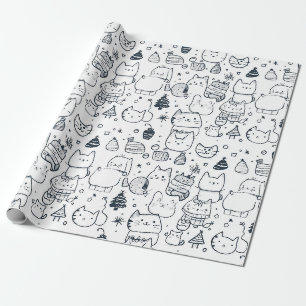 Schattig winter Kerstmis Doodlepatroon (1) Cadeaupapier