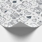 Schattig winter Kerstmis Doodlepatroon (1) Cadeaupapier (Hoek)
