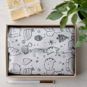 Schattig winter Kerstmis Doodlepatroon (1) Tissuepapier (Geschenk)