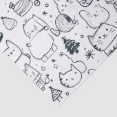 Schattig winter Kerstmis Doodlepatroon (1) Tissuepapier (Detail)