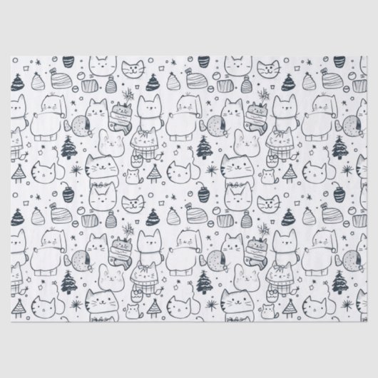 Schattig winter Kerstmis Doodlepatroon (1) Tissuepapier (Voorkant)