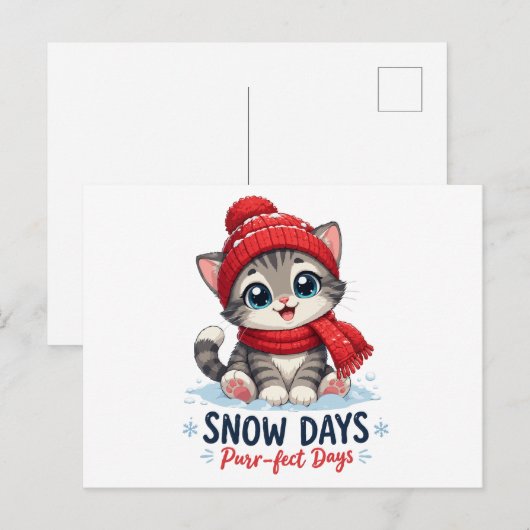 Schattig Winter Kitten Sneeuwdagen Briefkaart (Voorkant / Achterkant)