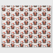 Schattig Winter Panda Pattern met Gezellige Rode B Cadeaupapier (Vlak)