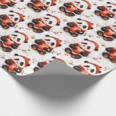 Schattig Winter Panda Pattern met Gezellige Rode B Cadeaupapier (Hoek)