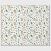 Schattig Winter Scandinavisch Kerstcadeau Cadeaupapier (Vlak)