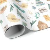 Schattig Winter Scandinavisch Kerstcadeau Cadeaupapier (Rol Hoek)