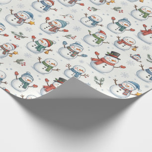 Schattig winter-sneeuwmannetje naadloos patroon cadeaupapier