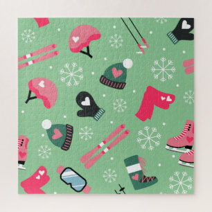 Schattig winter vakantie sportpatroon legpuzzel