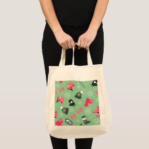 Schattig winter vakantie sportpatroon tote bag