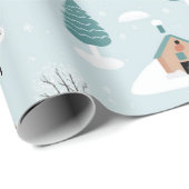 Schattig Winter Woodland Beer Kerst Cadeaupapier (Rol Hoek)