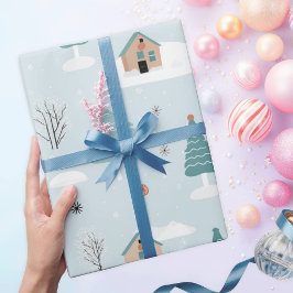 Schattig Winter Woodland Beer Kerst Cadeaupapier
