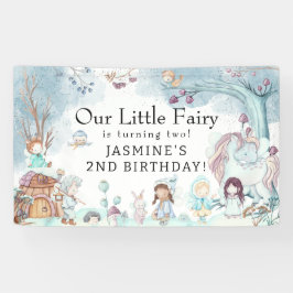 Schattig Winter Woud Fee Kerst Meisjes Verjaardag Spandoek
