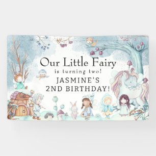 Schattig Winter Woud Fee Kerst Meisjes Verjaardag Spandoek