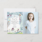 Schattig Winter Woud Fee Kerstmeisje Verjaardag Bedankkaart (Voorkant)