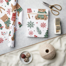 Schattig winterbeer- en hertenpatroon cadeauverpak