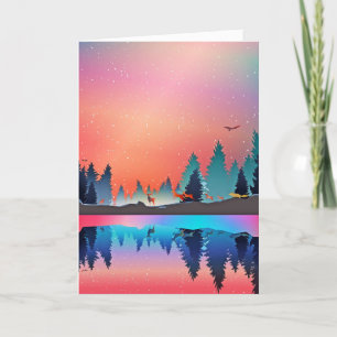 Schattig wintermeer sneeuw hert vos feestdagen kaart
