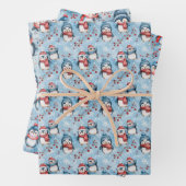 Schattig winterpinguïnpatroon met gezellige Petten Inpakpapier Vel (In situ)