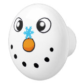 schattig wintersneeuwpop en sneeuwvlokken - feeste keramische knop (Rechts)