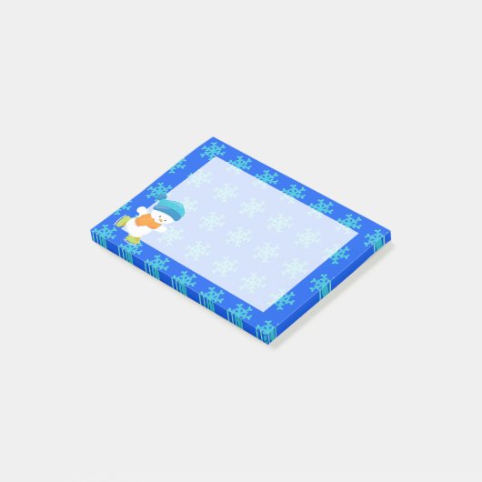 Schattig winterthema Snow Baby Snowman Post-it® Notes (Schuin)