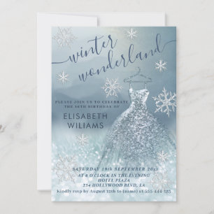 Schattig winterwonderland glitter blauw zoet 16 kaart