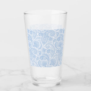 Schattig wit blauw paisley patroon glas