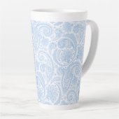 Schattig wit blauw paisley patroon latte mok (Rechterhoek)