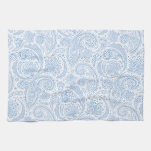 Schattig wit blauw paisley patroon theedoek