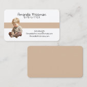 Schattig Wit & Bruin Kinderen Kinderopvang Babysit Visitekaartje (Voorkant / Achterkant)