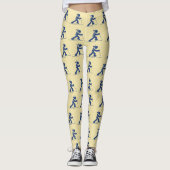 Schattig wit en blauw vrouwen biatlonpatroon leggings (Voorkant)