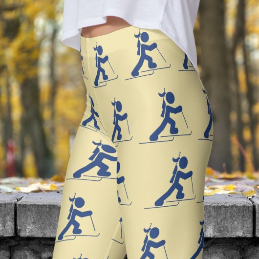Schattig wit en blauw vrouwen biatlonpatroon leggings