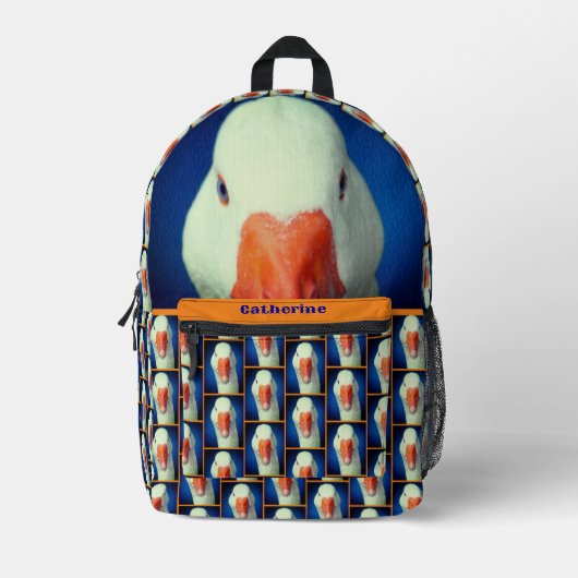 Schattig wit ganzengezicht gepersonaliseerd bedrukte rugzak (Voorkant)