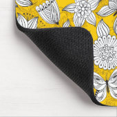 Schattig wit geel bloemig abstract ontwerp muismat (Hoek)