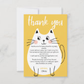 Schattig wit kat Baby shower dank u Bedankkaart (Voorkant)