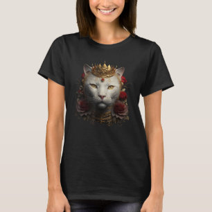 schattig wit kattenhoofd kroon rozen voor katten k t-shirt