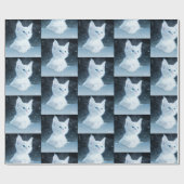 Schattig wit kitten met blauw ogen patroon cadeaupapier (Vlak)