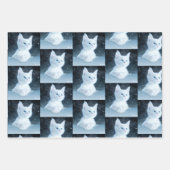 Schattig wit kitten met blauw ogen patroon inpakpapier vel (Voorkant 3)