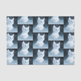 Schattig wit kitten met  blauw ogen patroon tissuepapier