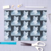Schattig wit kitten met  blauw ogen patroon tissuepapier (Craft)