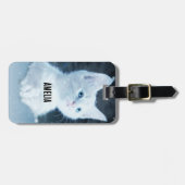 Schattig wit kitten met blauwe ogen bagagelabel (Voorkant horizontaal)