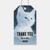 Schattig wit kitten met  blauwe ogen cadeaulabel (Voorkant)