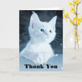 Schattig wit kitten met  blauwe ogen Dank u Kaart (Gele Bloem)